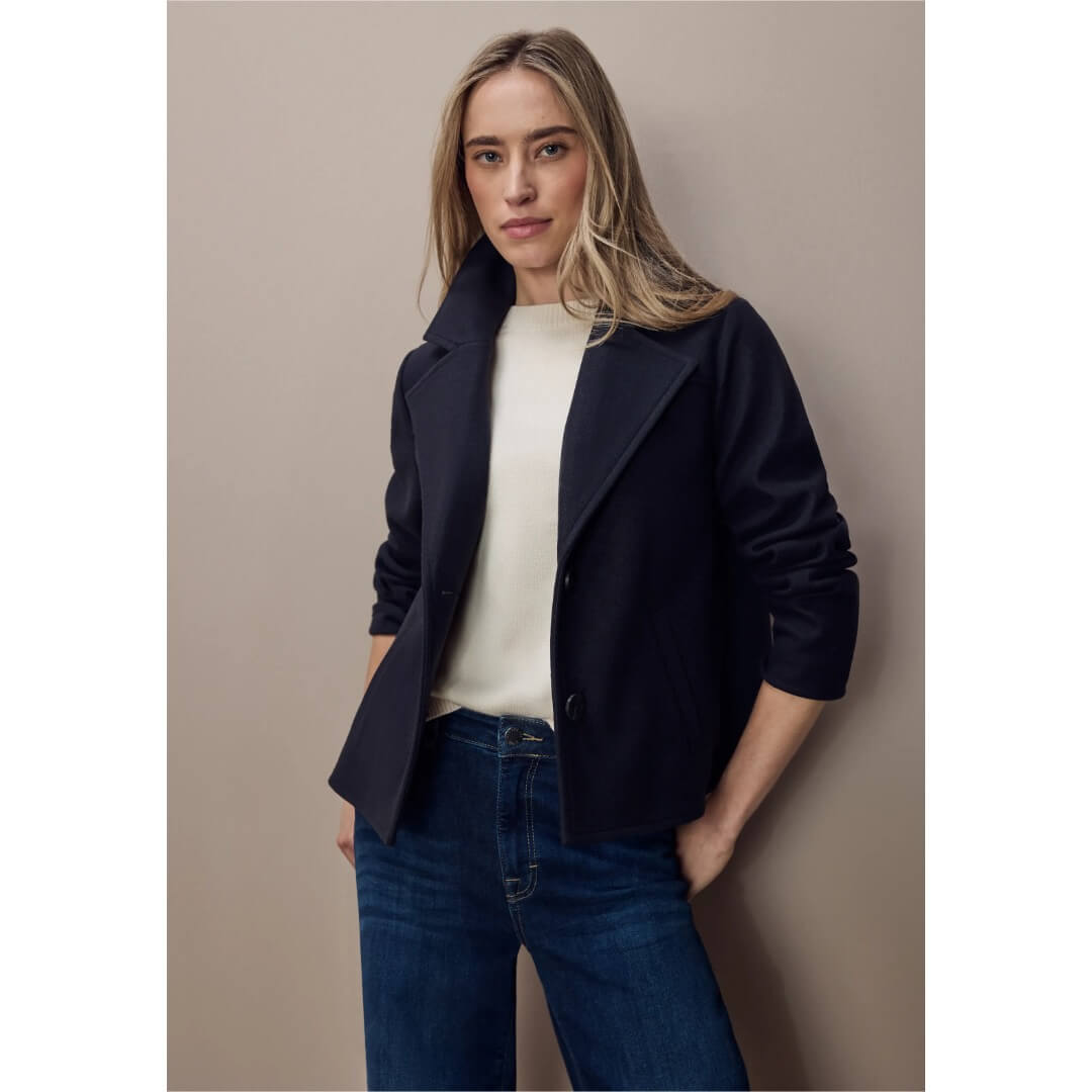 Street One takki lyhyt, tummansininen - Moment.fi