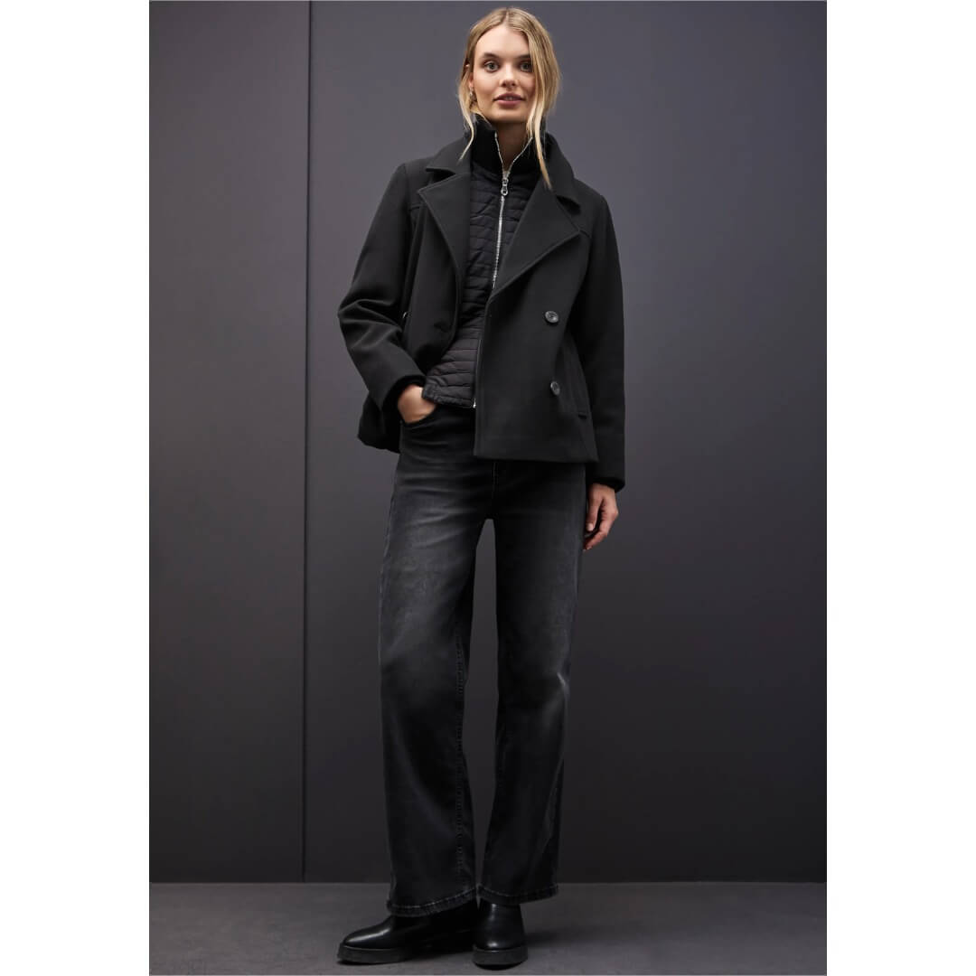 Street One tuplakaulustakki, musta - Moment.fi