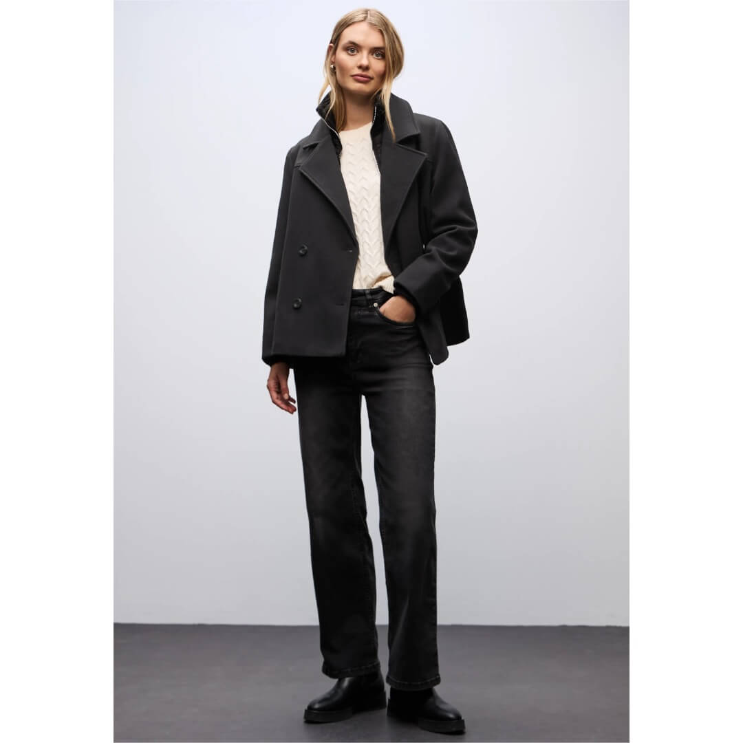 Street One tuplakaulustakki, musta - Moment.fi