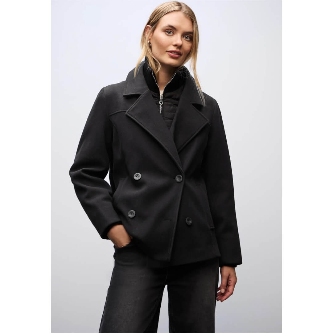 Street One tuplakaulustakki, musta - Moment.fi