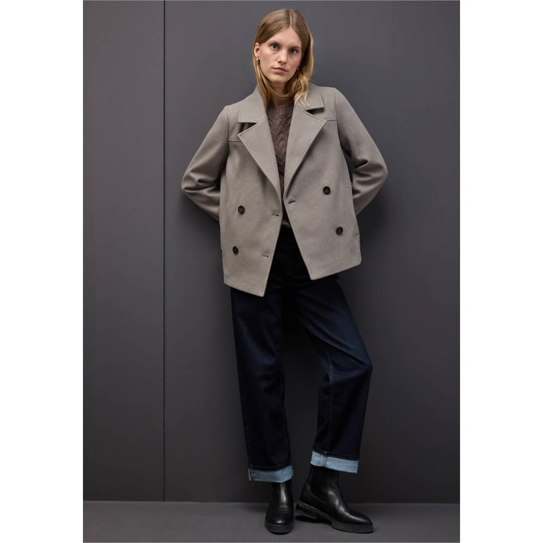 Street One tuplakaulustakki, beige - Moment.fi