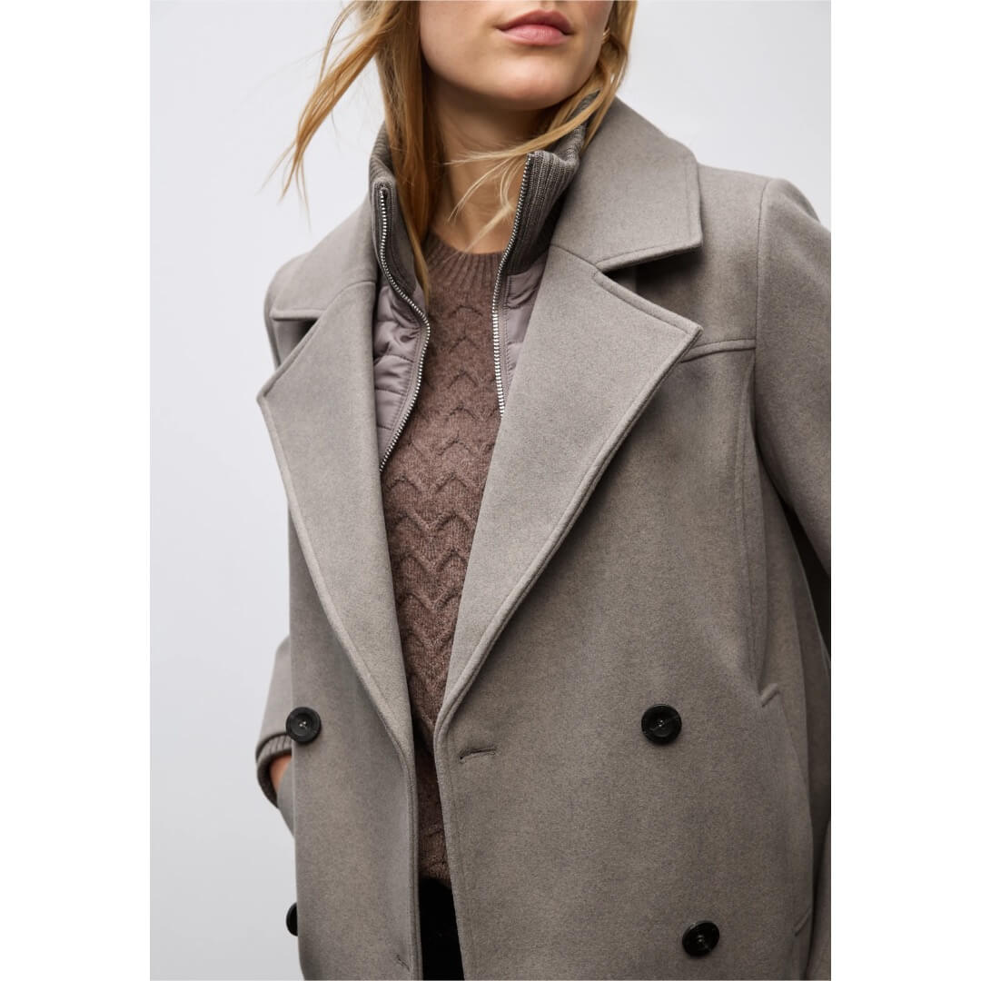 Street One tuplakaulustakki, beige - Moment.fi