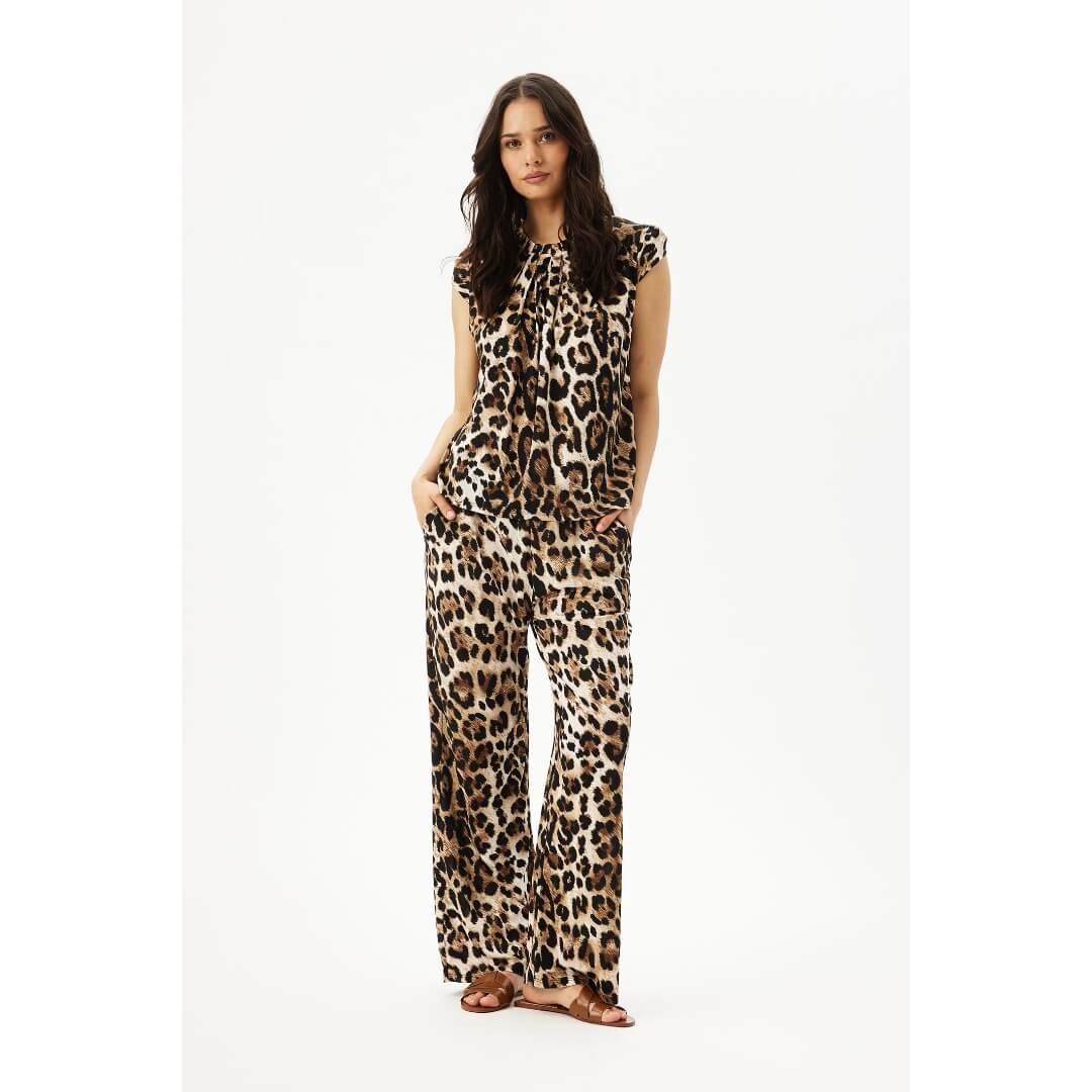 In Front kuosipaita Leo 1/2, beige - Moment.fi