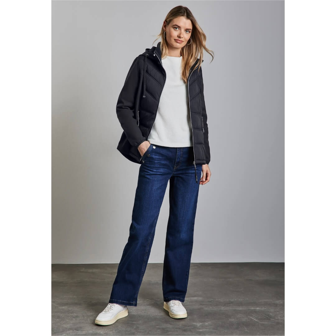 Street One takki fabric mix, tummansininen - Moment.fi