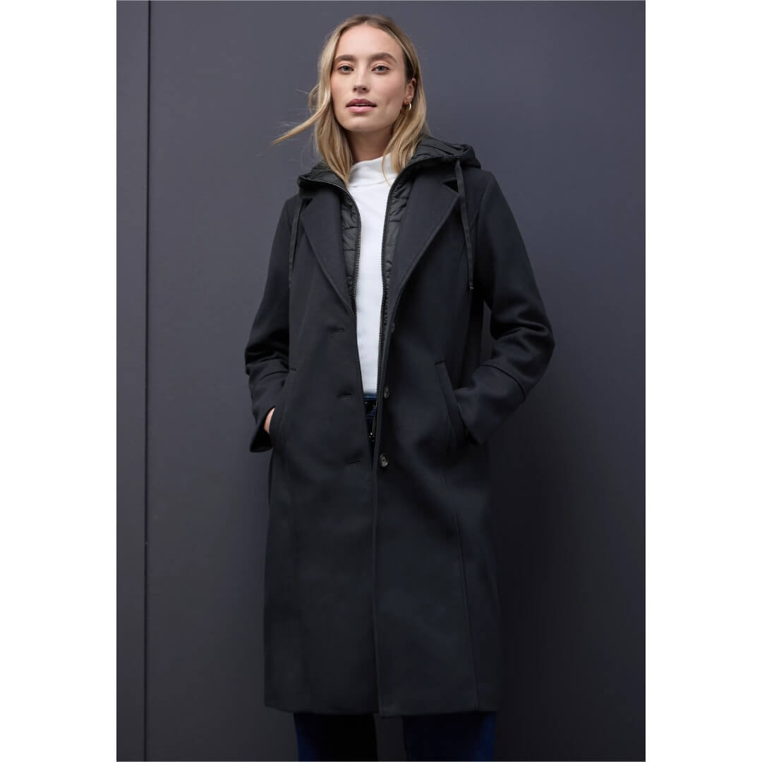 Street One takki tuplakauluksella, tummansininen - Moment.fi