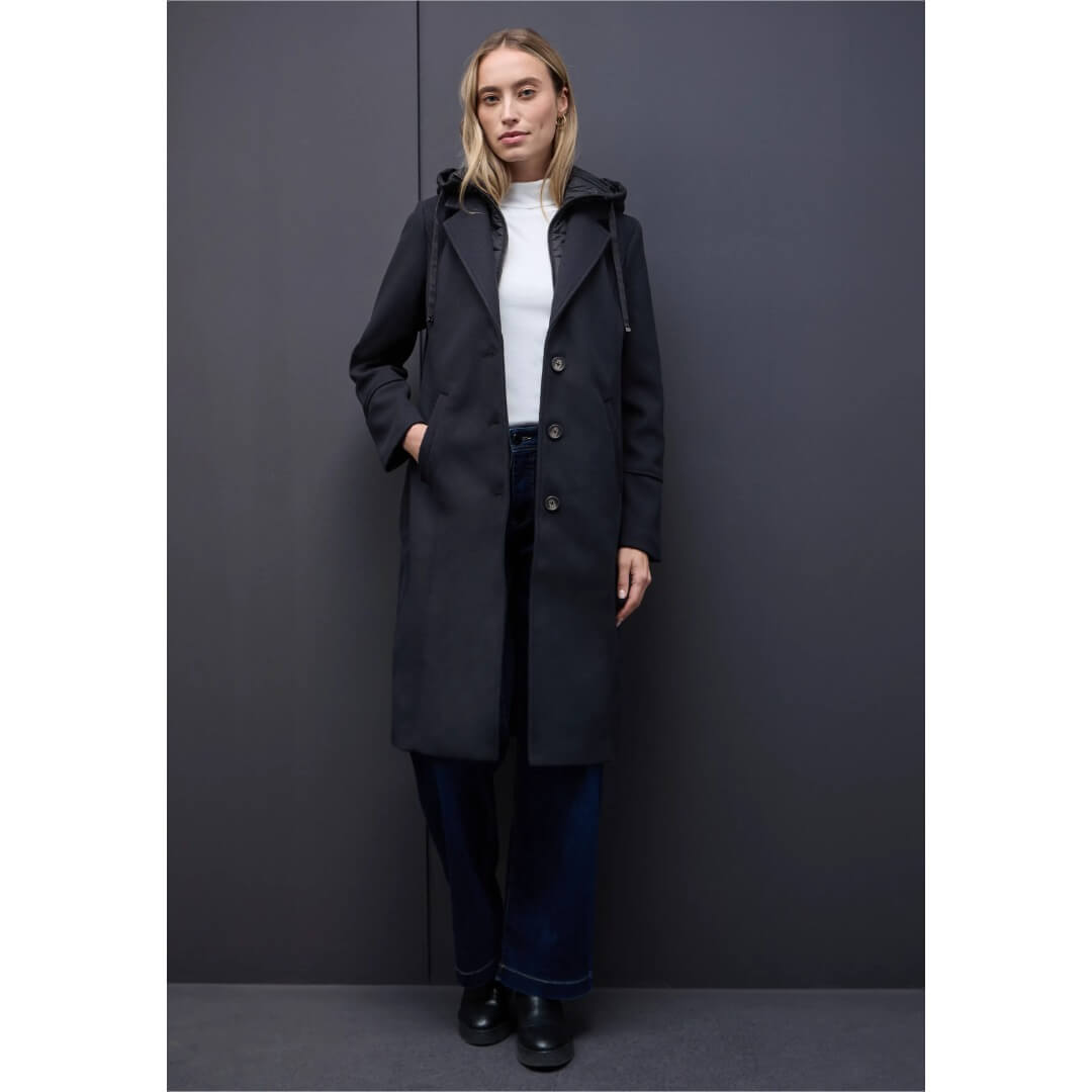 Street One takki tuplakauluksella, tummansininen - Moment.fi