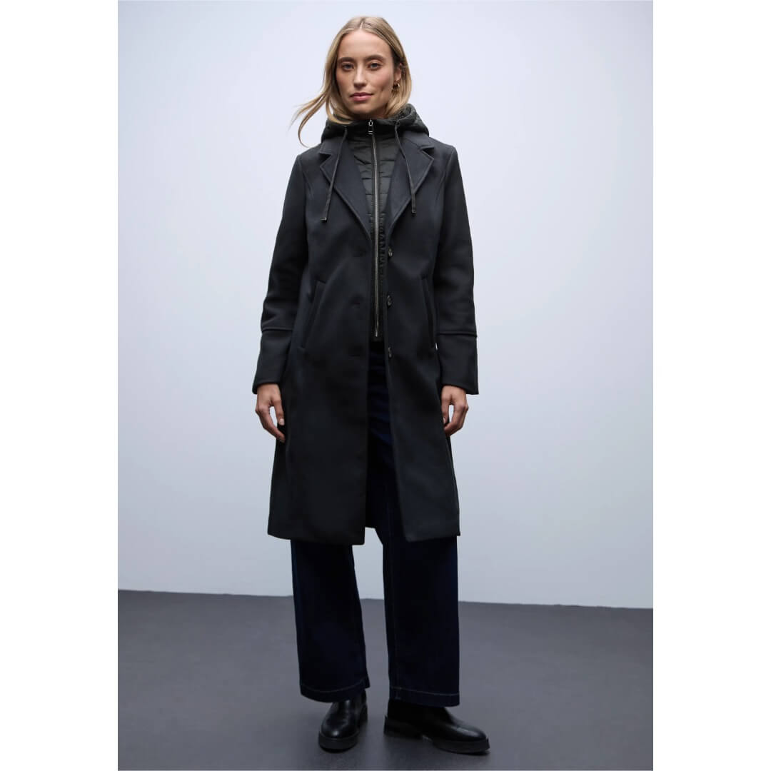 Street One takki tuplakauluksella, tummansininen - Moment.fi