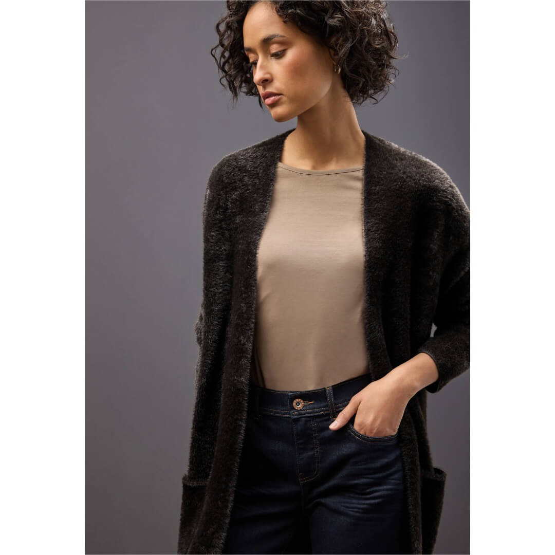 Street One neuletakki cosy, tummanruskea - Moment.fi