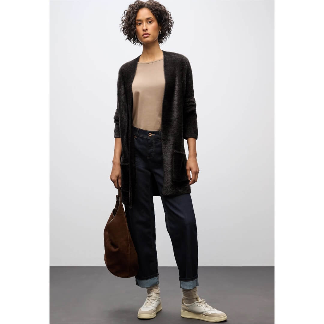 Street One neuletakki cosy, tummanruskea - Moment.fi