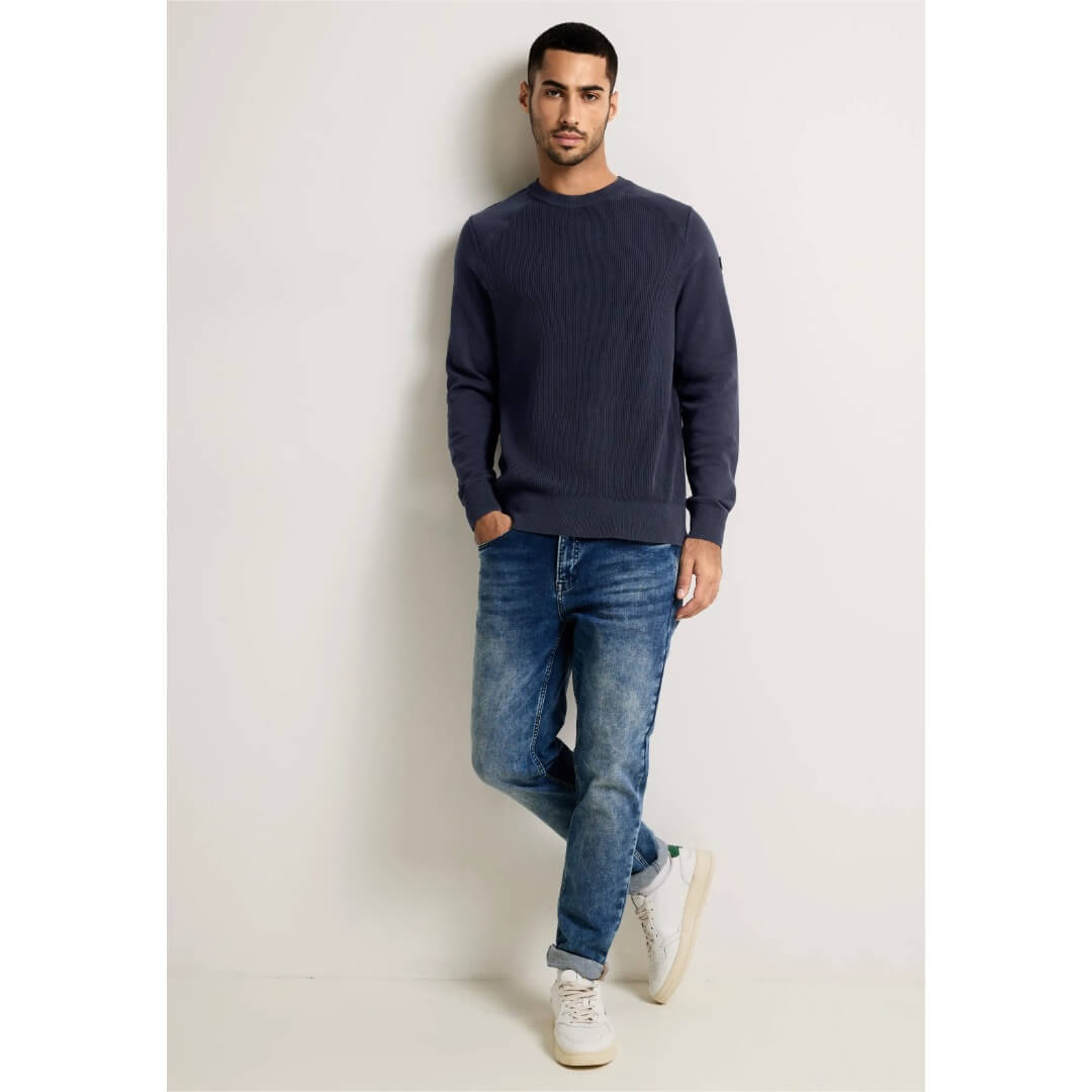 Street One neule rib, tummansininen - Moment.fi