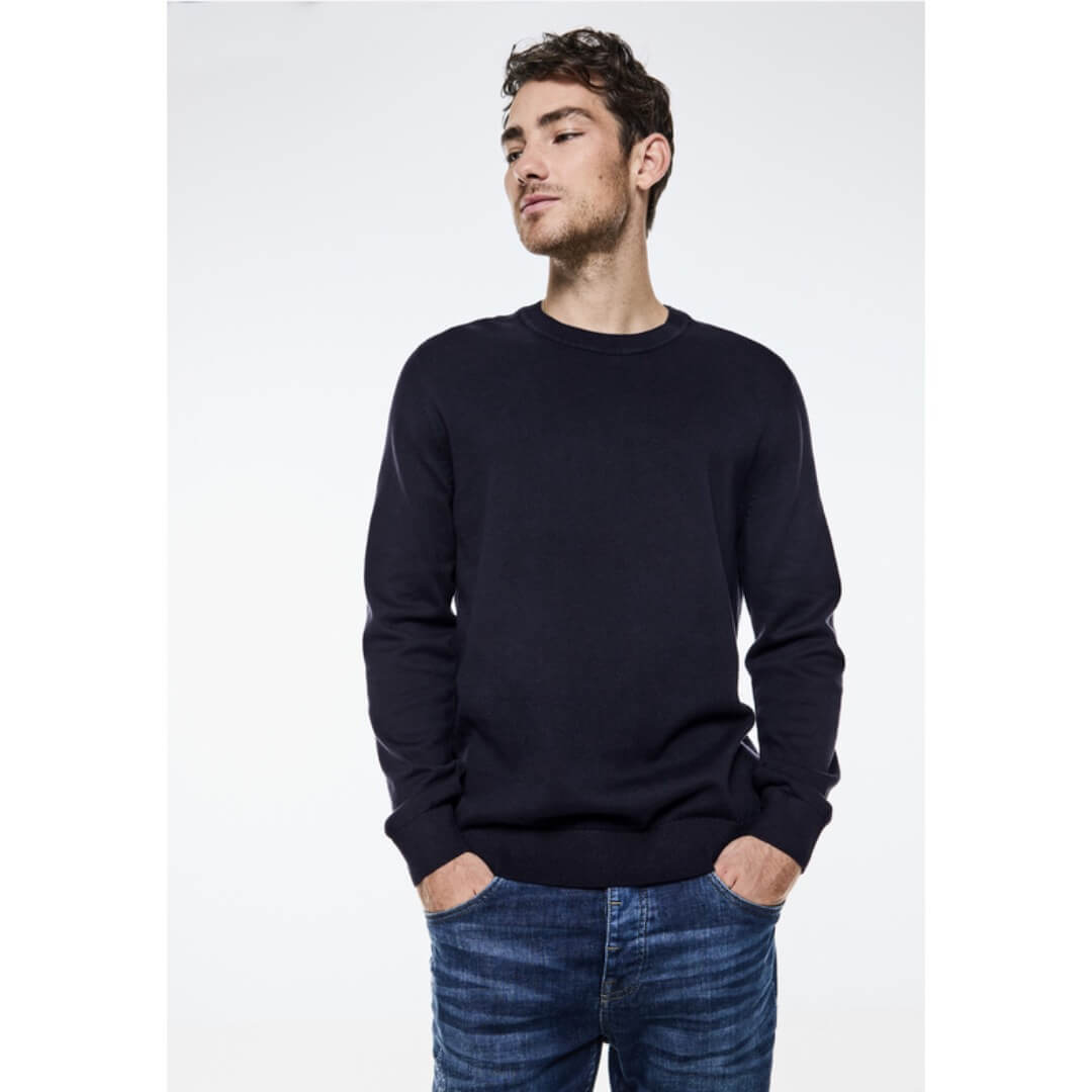 Street One puuvillaneule, tummansininen - Moment.fi