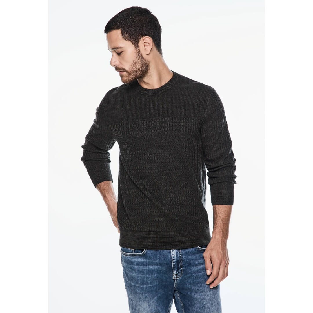 Street One neule meleerattu, tummanharmaa - Moment.fi