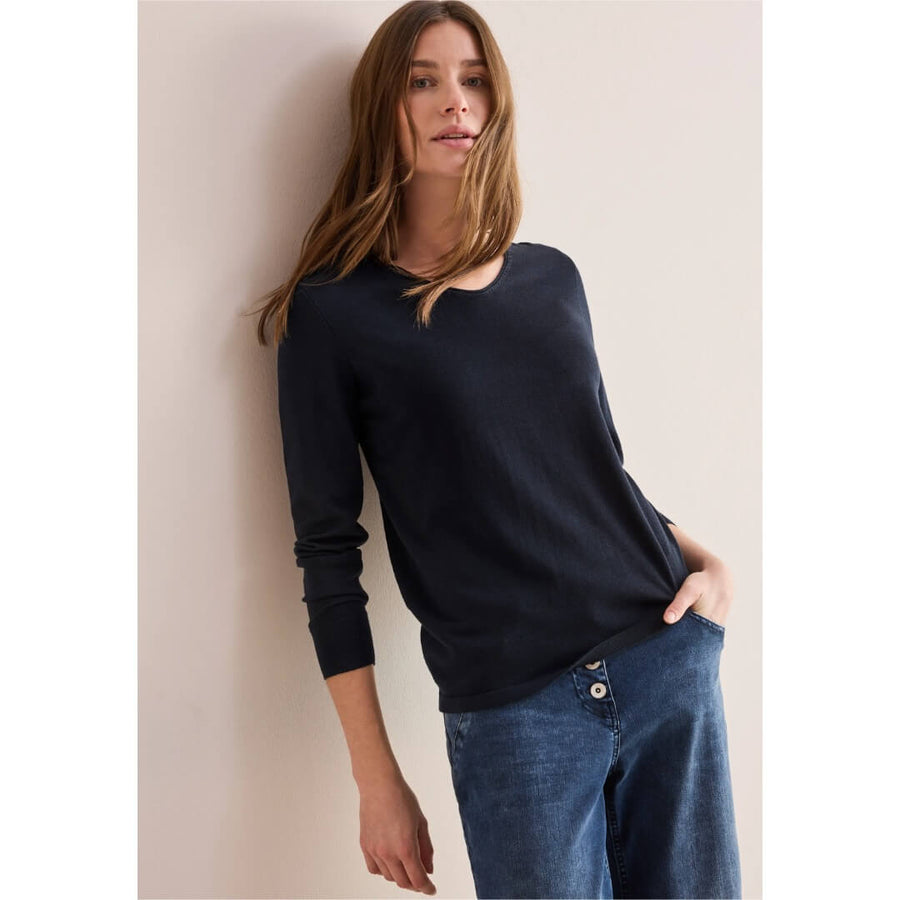 Cecil neule v-aukkoinen, tummansininen - Moment.fi