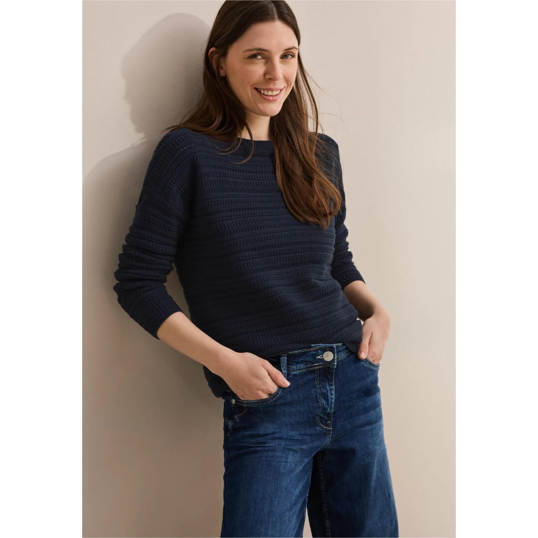 Cecil kuosineule, tummansininen - Moment.fi