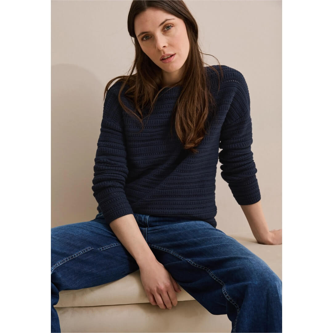 Cecil kuosineule, tummansininen - Moment.fi