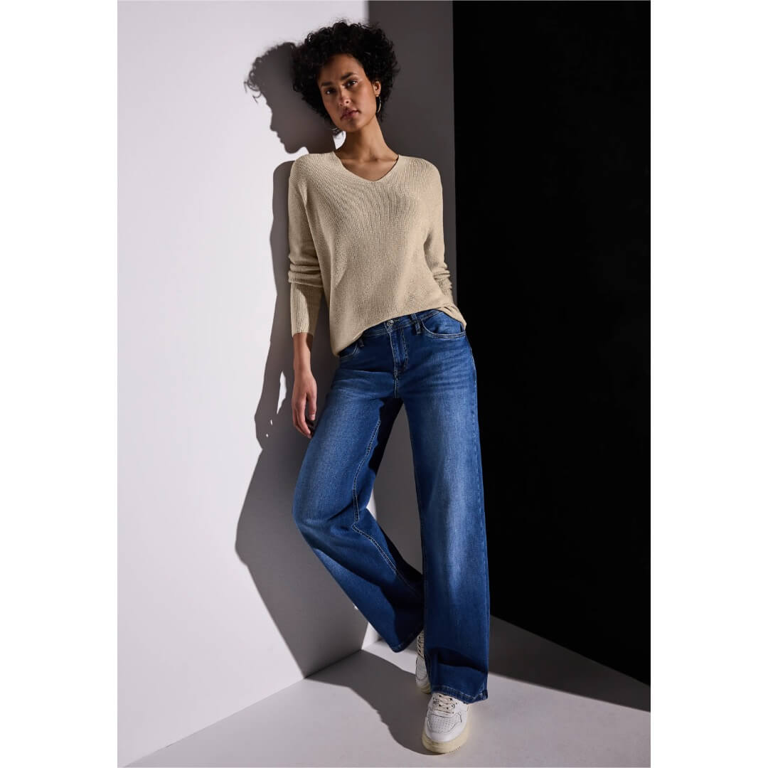 Street One neule lurex, beige - Moment.fi