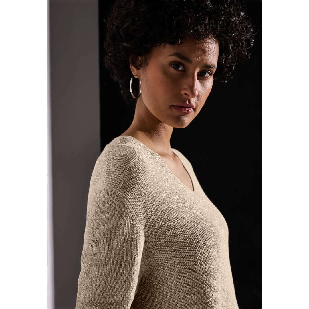 Street One neule lurex, beige - Moment.fi