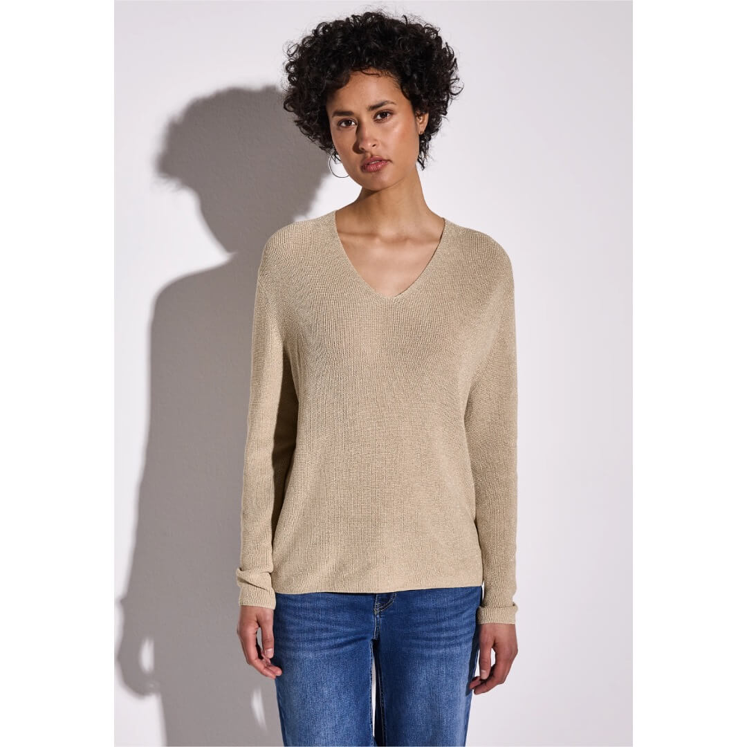 Street One neule lurex, beige - Moment.fi