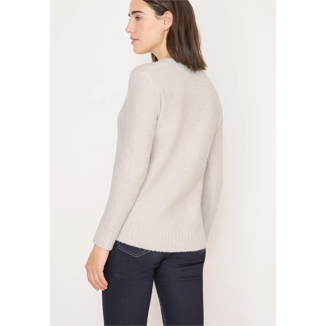 Cecil neule v-aukkoinen, luonnonvalkoinen