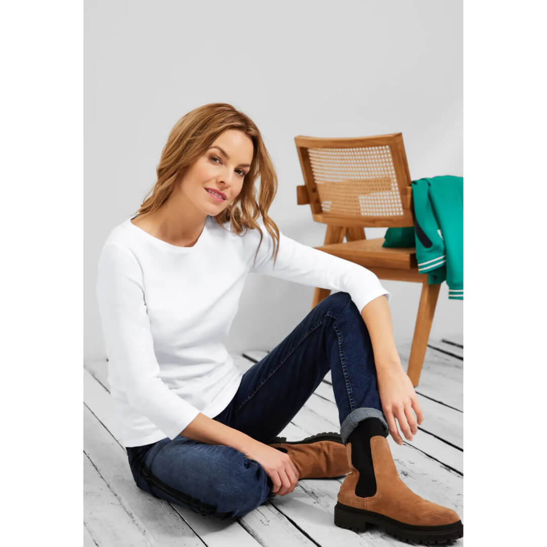 Cecil trikoopaita 3/4, valkoinen - Moment.fi