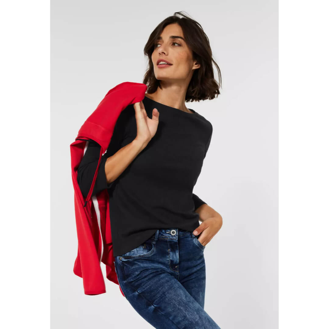 Cecil trikoopaita 3/4, musta - Moment.fi