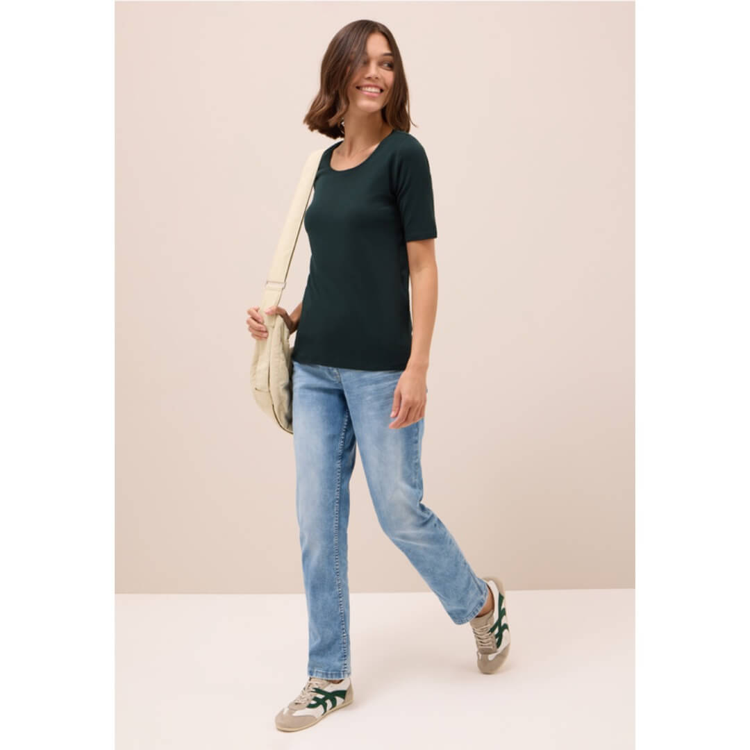 Cecil trikoopaita Lena, tummanvihreä - Moment.fi
