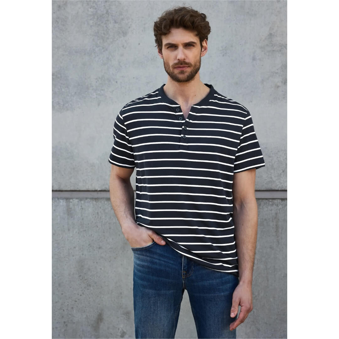 Street One henley raidallinen, tummansininen - Moment.fi