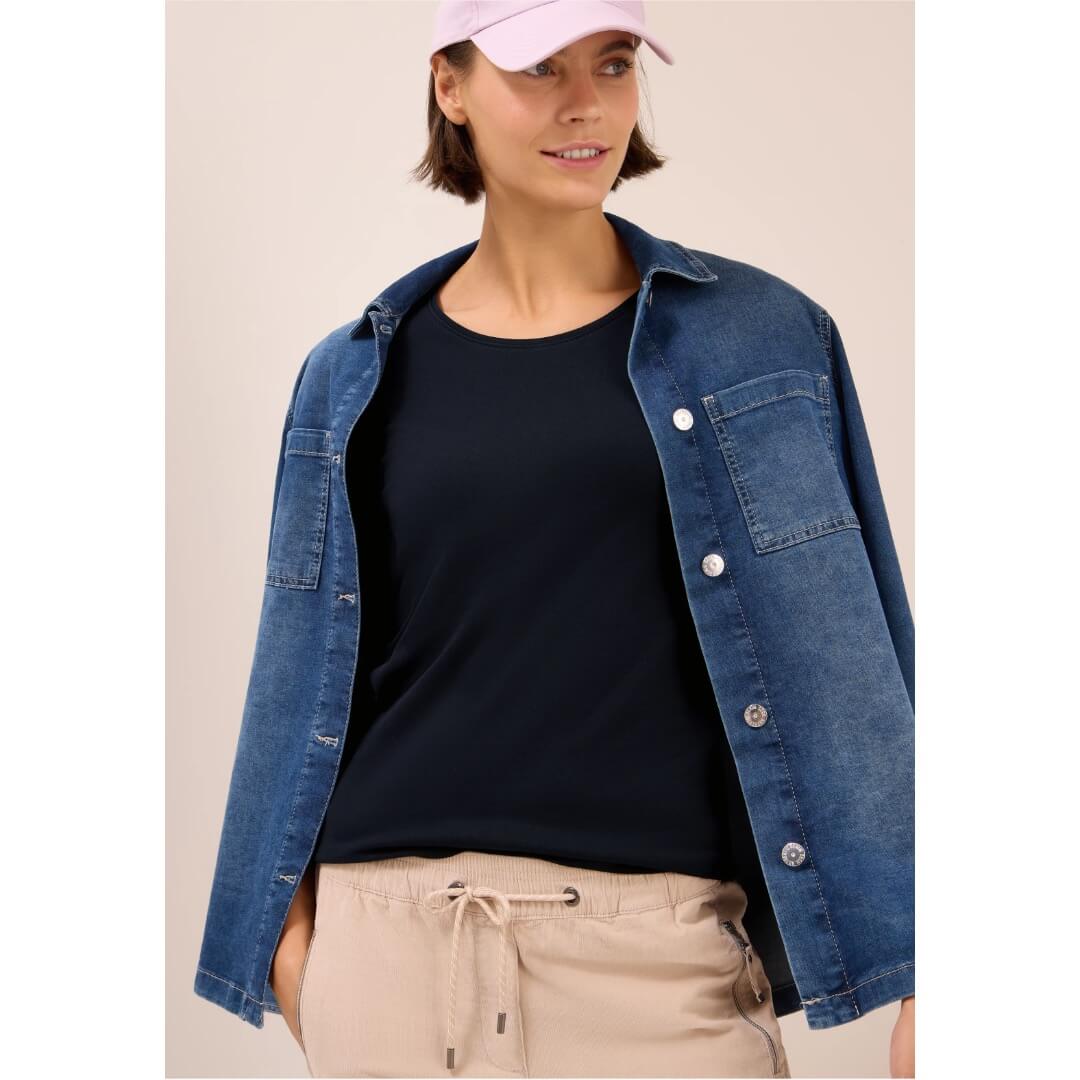 Cecil trikoopaita 1/1 , tummansininen - Moment.fi