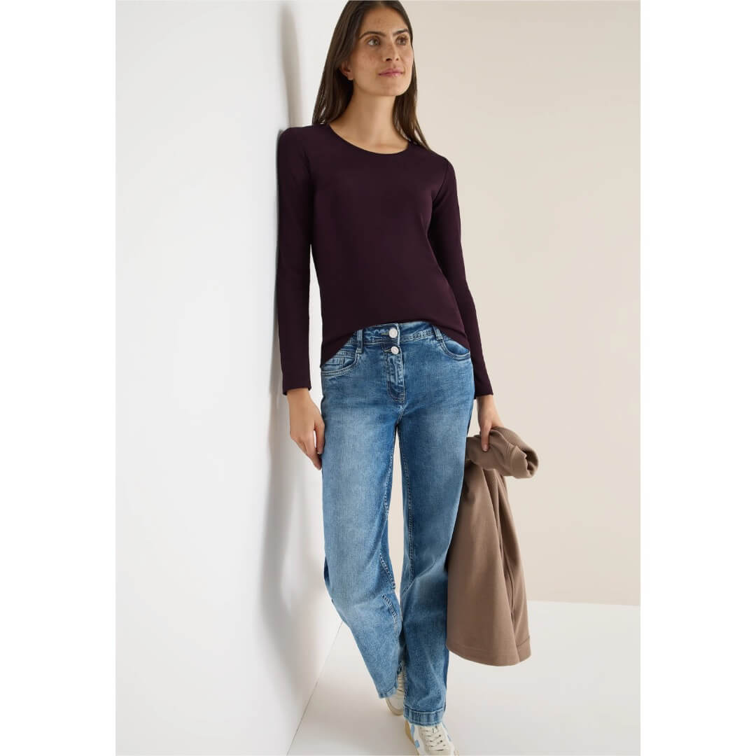 Cecil trikoopaita 1/1 , tummanluumu - Moment.fi