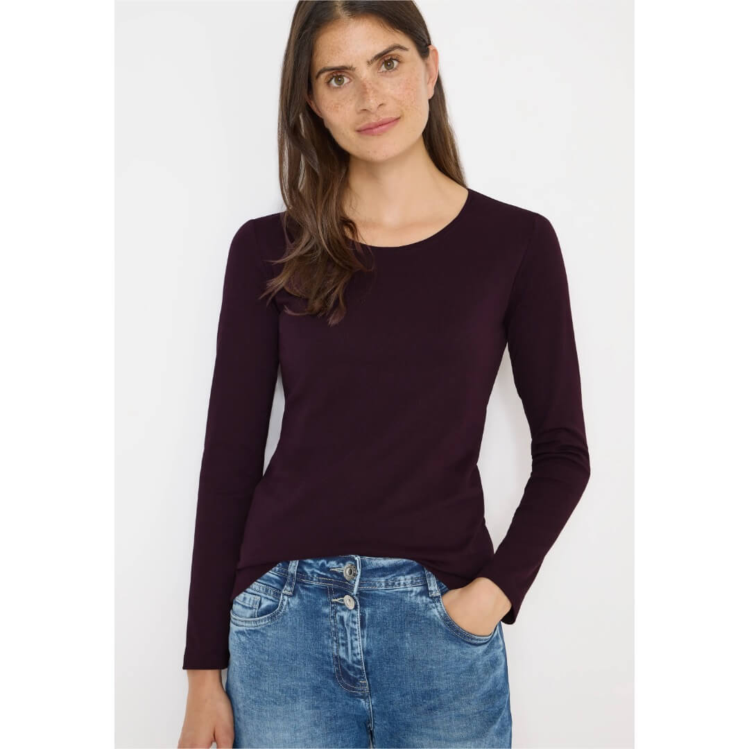 Cecil trikoopaita 1/1 , tummanluumu - Moment.fi