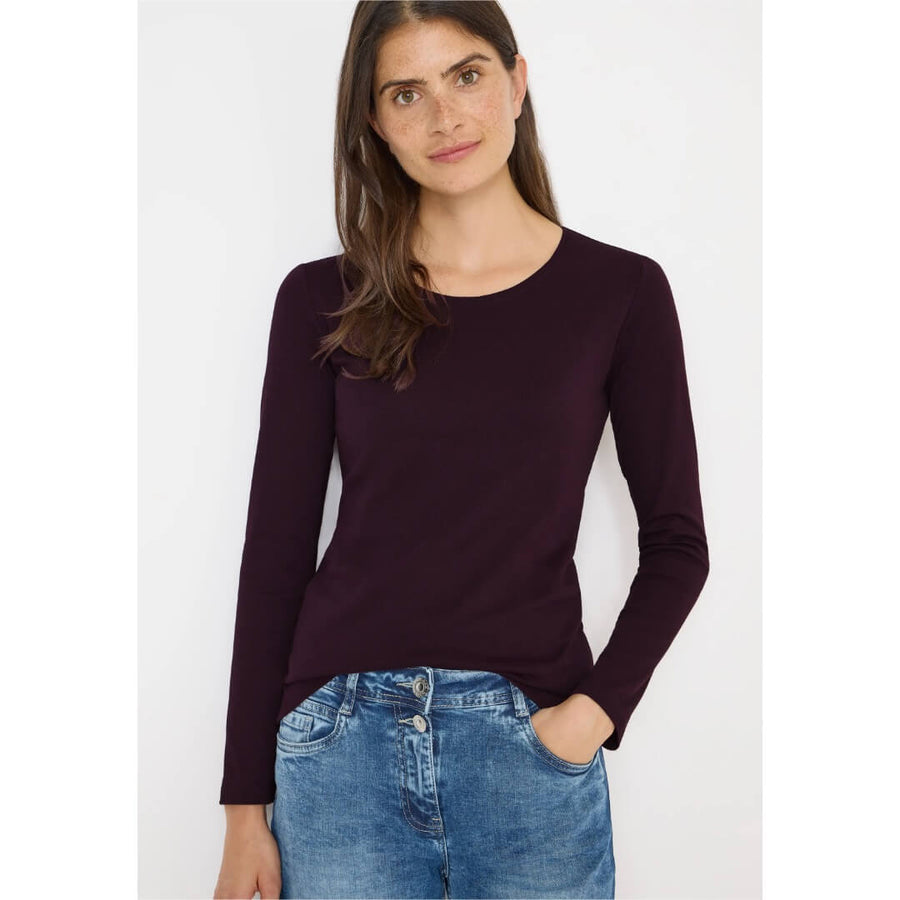 Cecil trikoopaita 1/1 , tummanluumu - Moment.fi