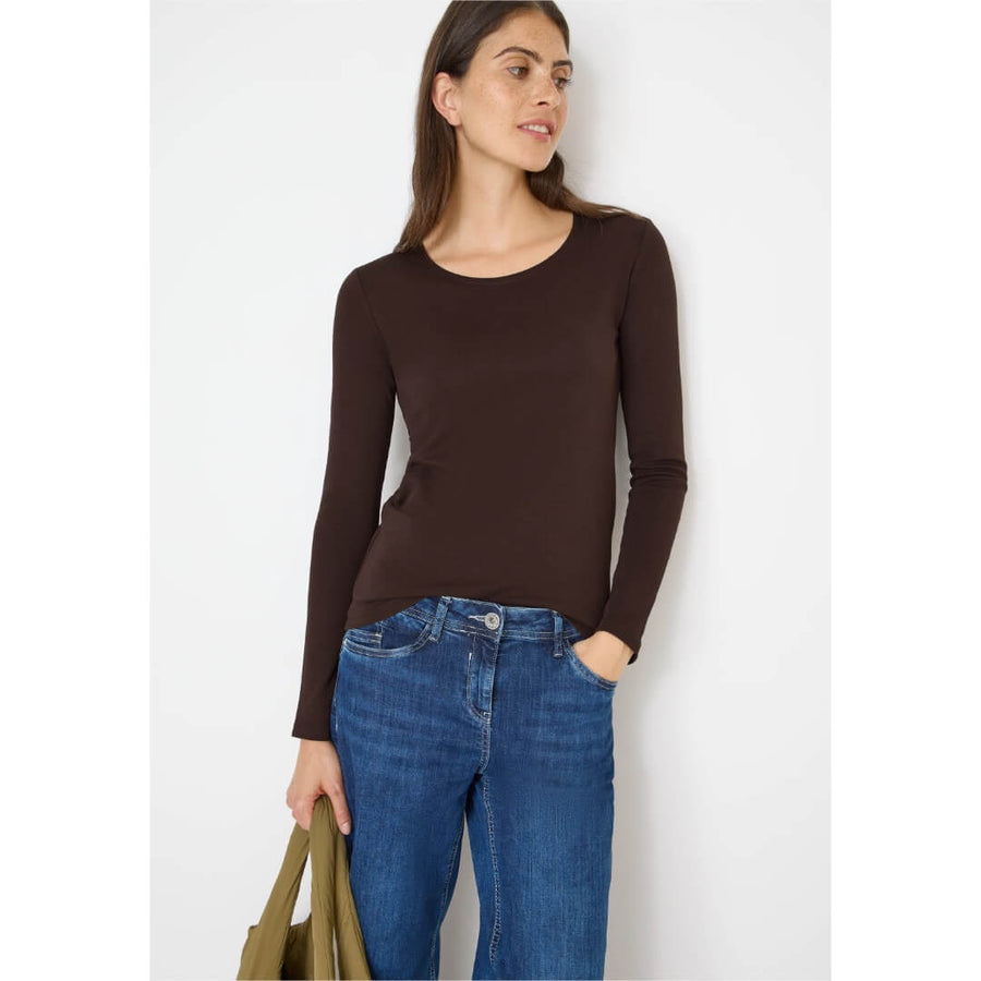 Cecil trikoopaita 1/1 , tummanruskea - Moment.fi