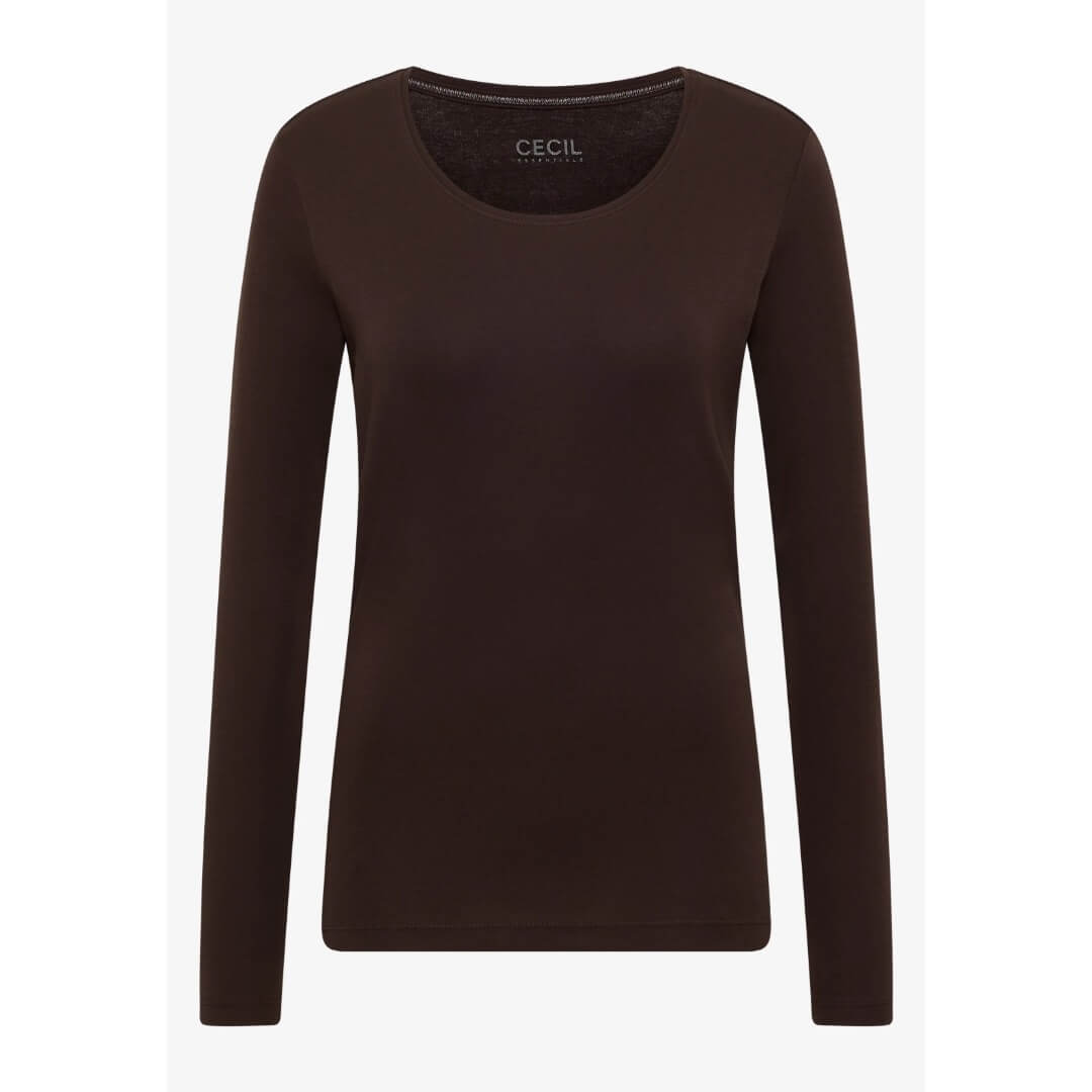 Cecil trikoopaita 1/1 , tummanruskea - Moment.fi