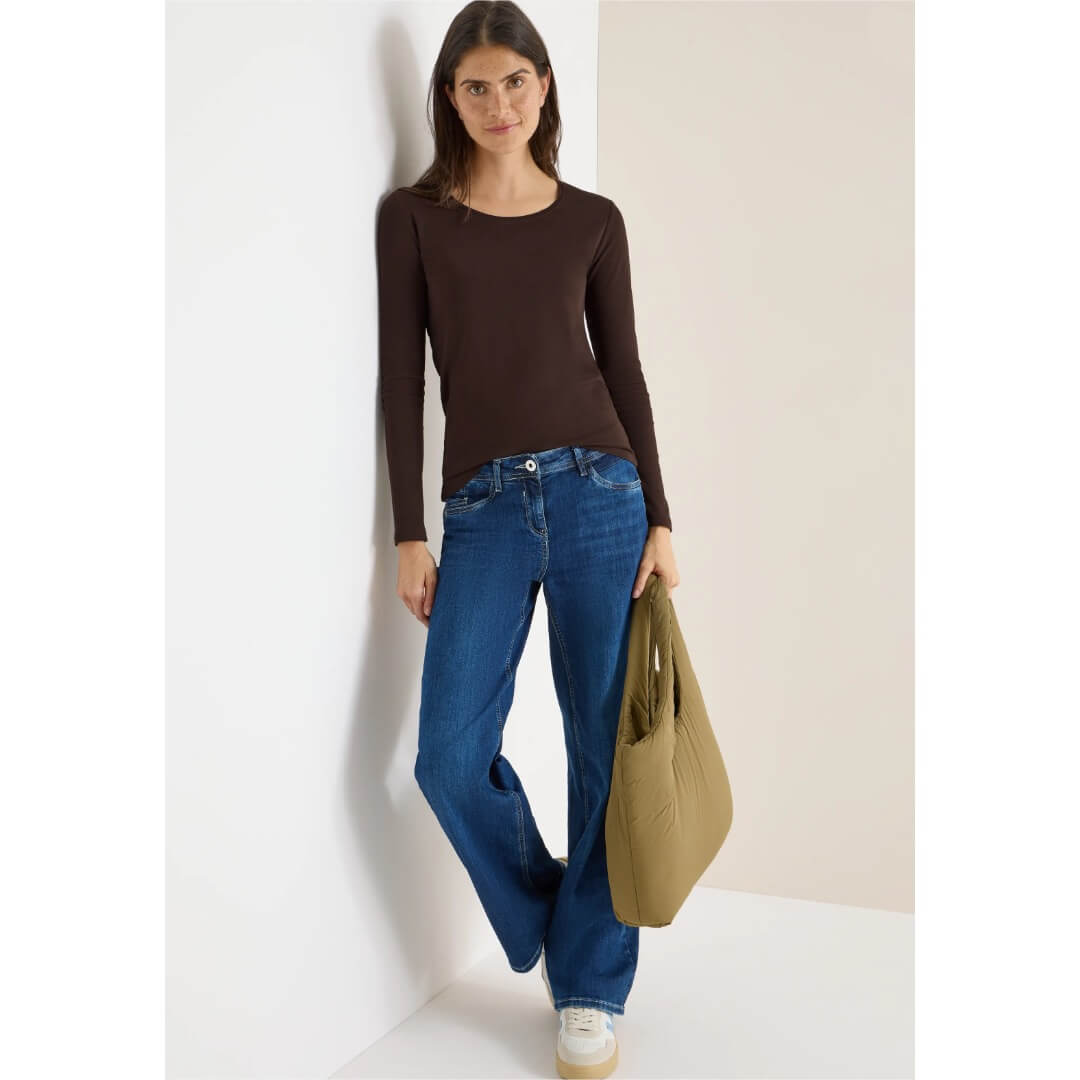 Cecil trikoopaita 1/1 , tummanruskea - Moment.fi