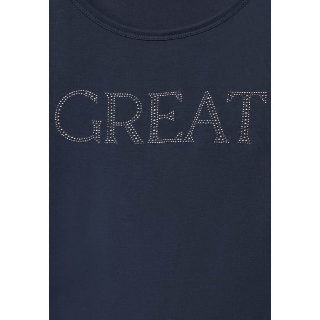 Street One t-paita silk look, tummansininen - Moment.fi