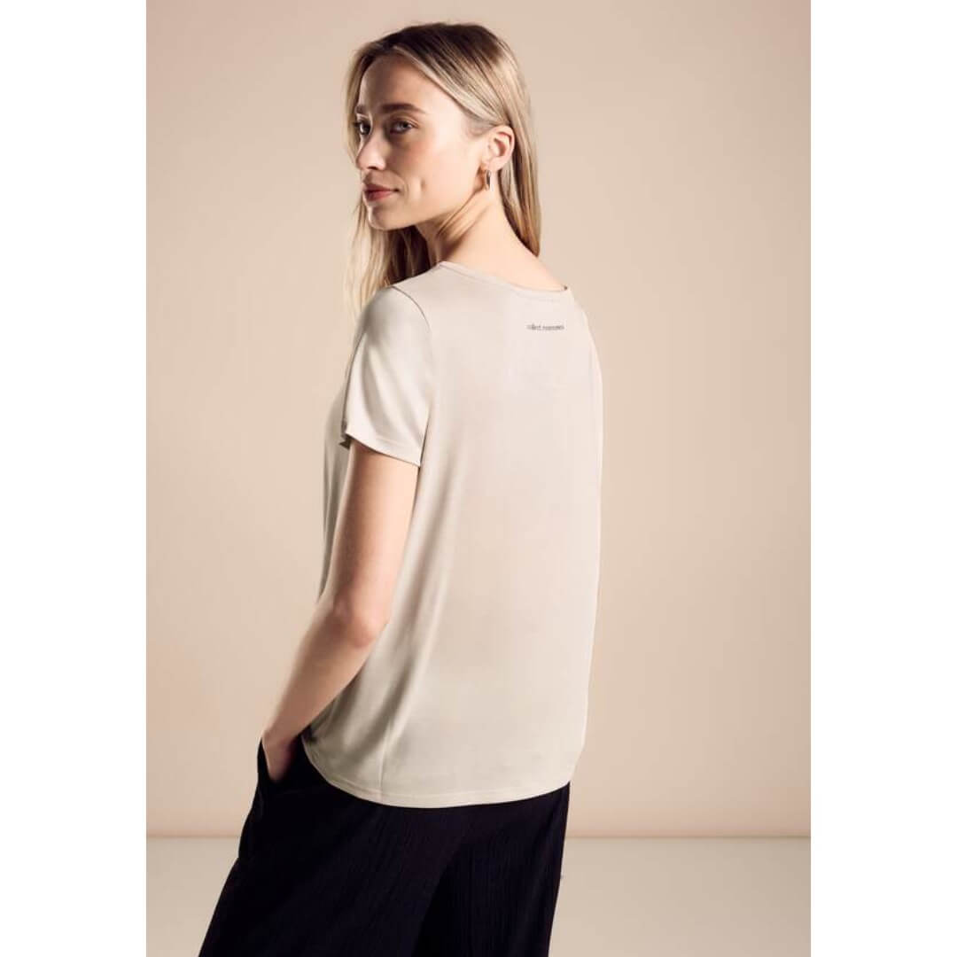 Street One t-paita silk look, hiekka - Moment.fi