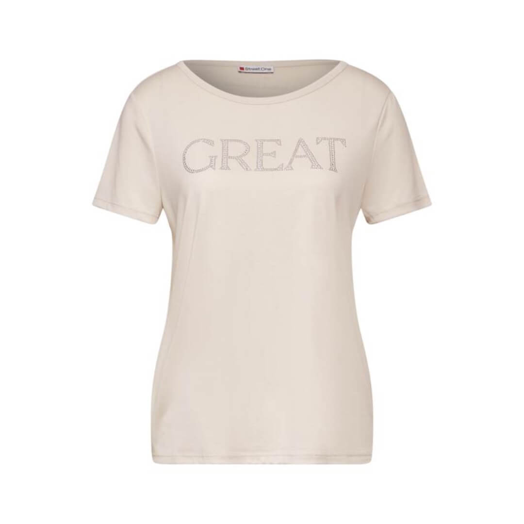 Street One t-paita silk look, hiekka - Moment.fi