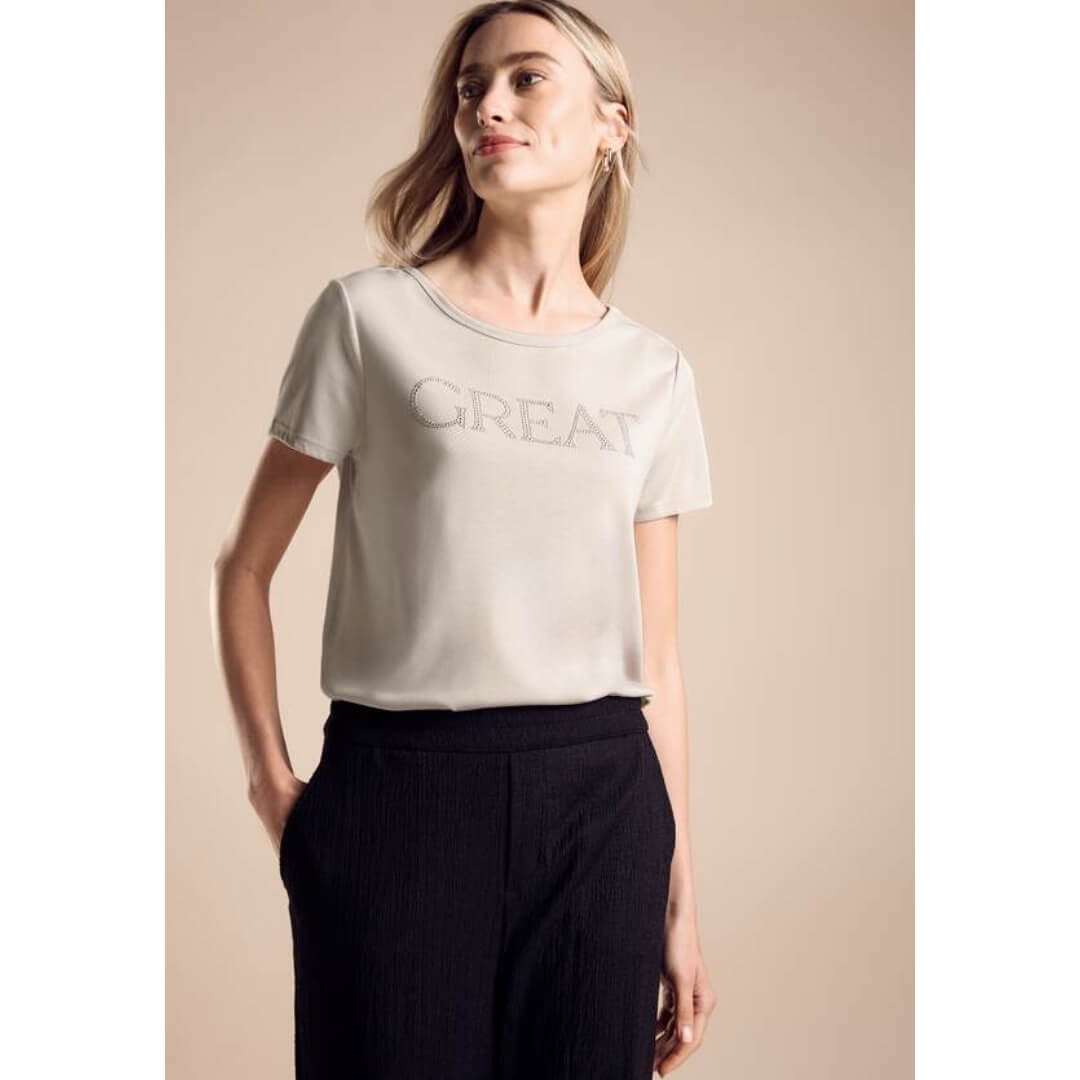 Street One t-paita silk look, hiekka - Moment.fi