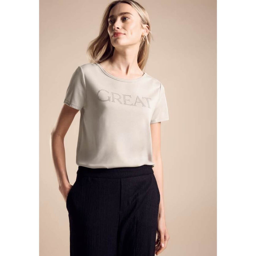 Street One t-paita silk look, hiekka - Moment.fi
