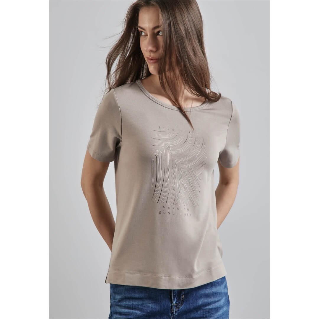 Street One t-paita printti, beige - Moment.fi