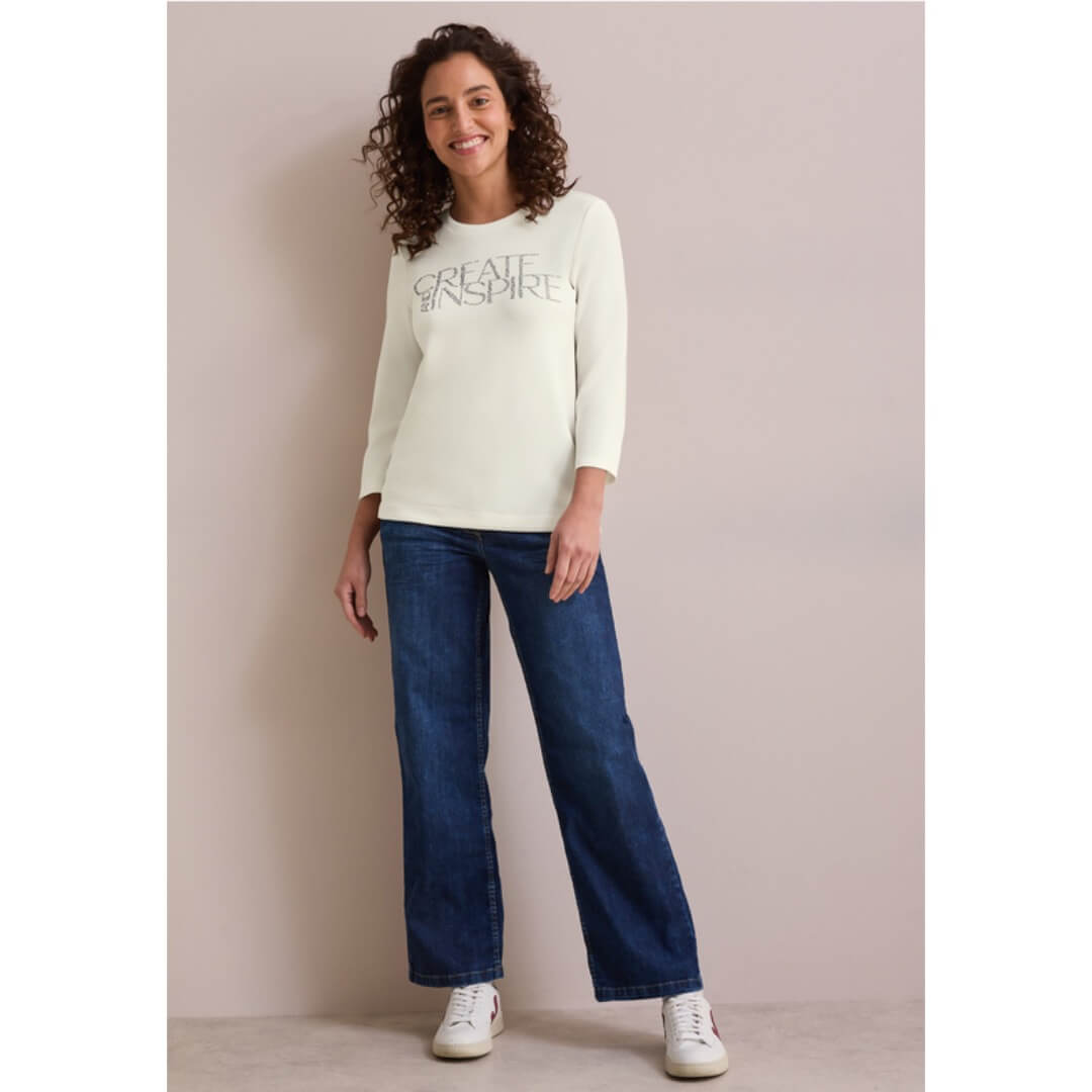 Cecil 3/4 collegepaita, valkoinen - Moment.fi