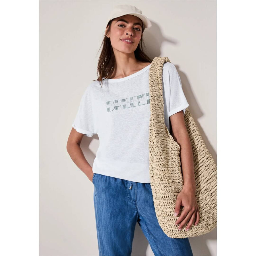 Cecil t-paita pellavalook, valkoinen - Moment.fi