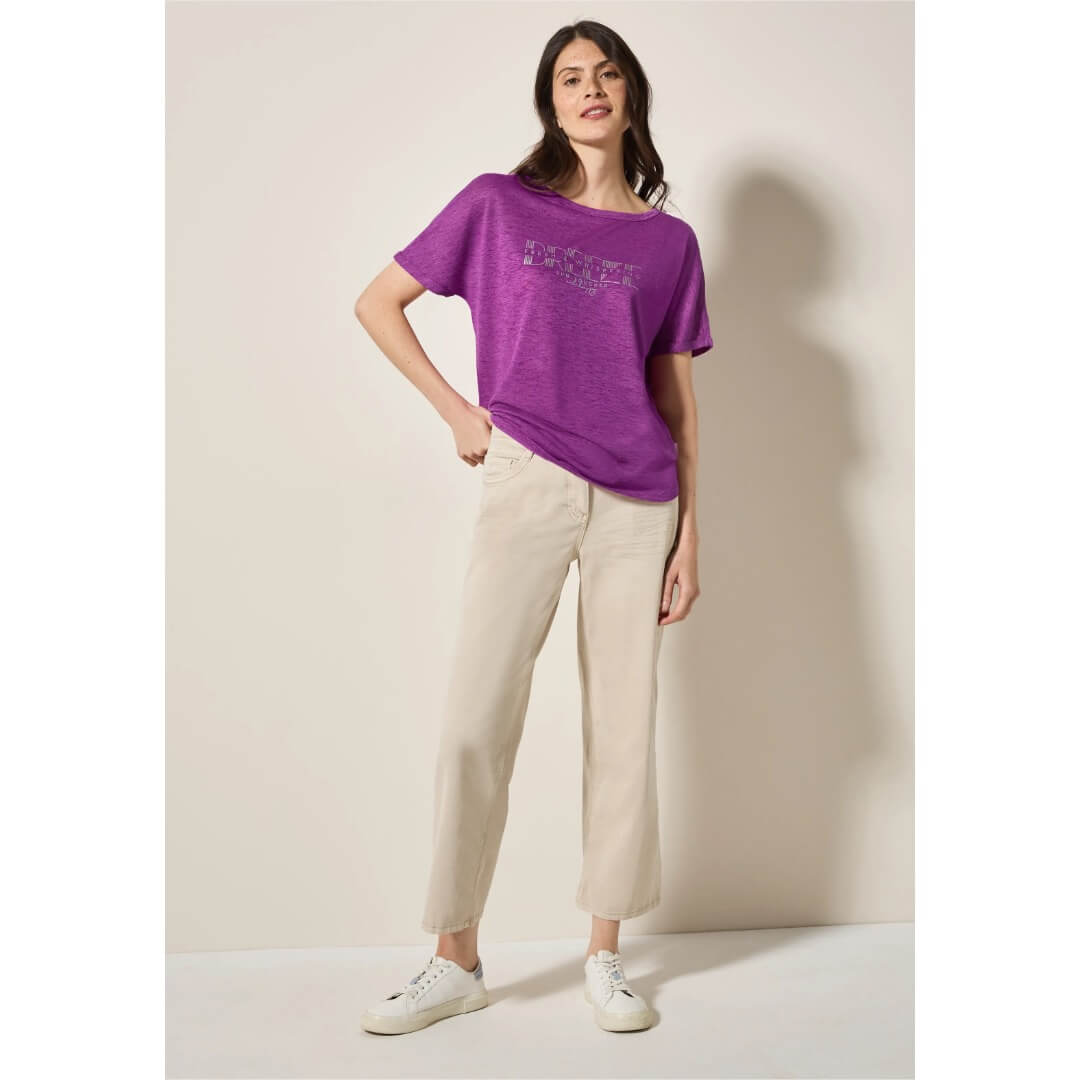 Cecil t-paita pellavalook, fuksia - Moment.fi