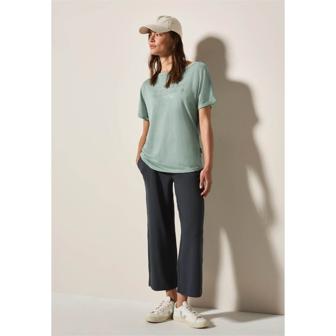 Cecil t-paita pellavalook, vihreä - Moment.fi