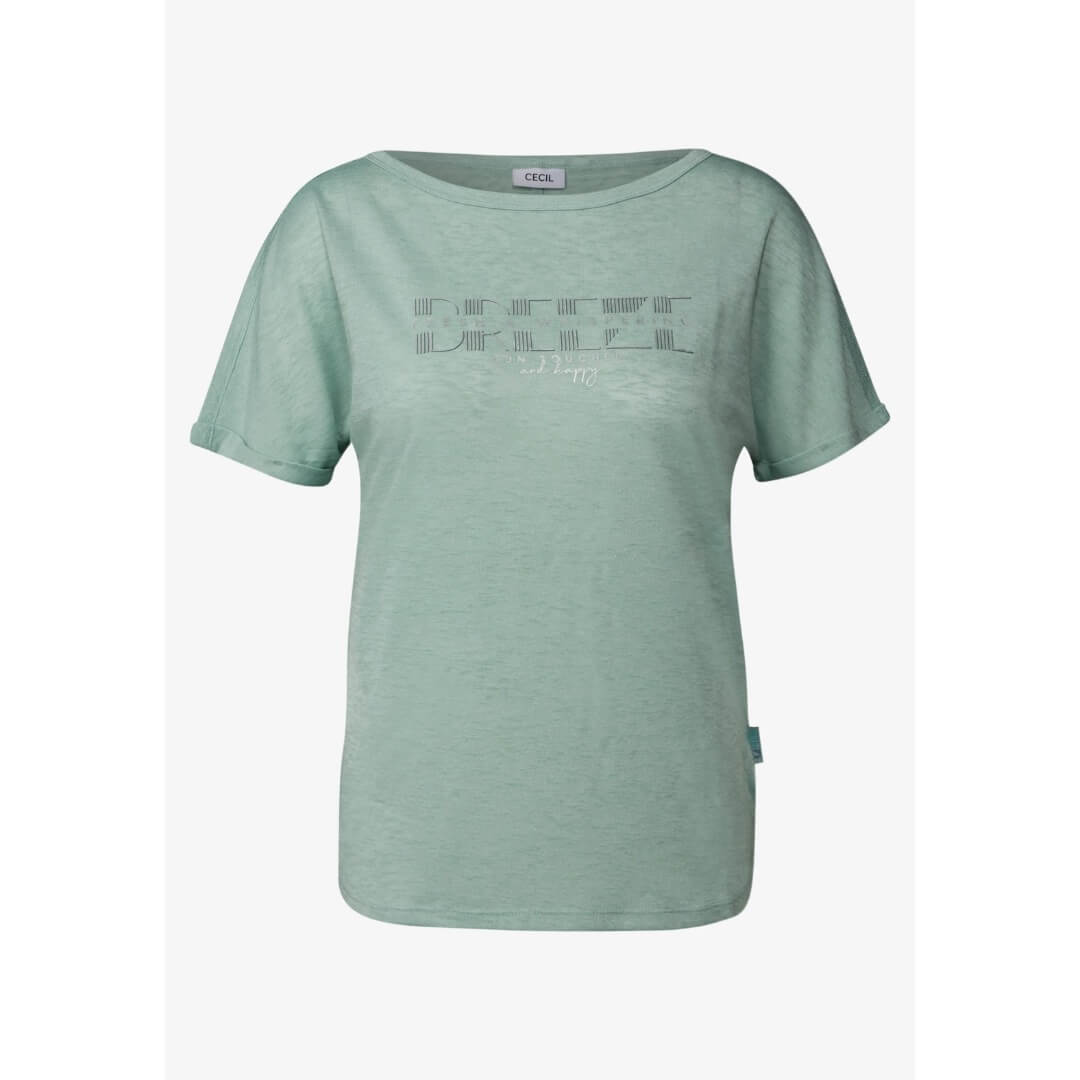 Cecil t-paita pellavalook, vihreä - Moment.fi