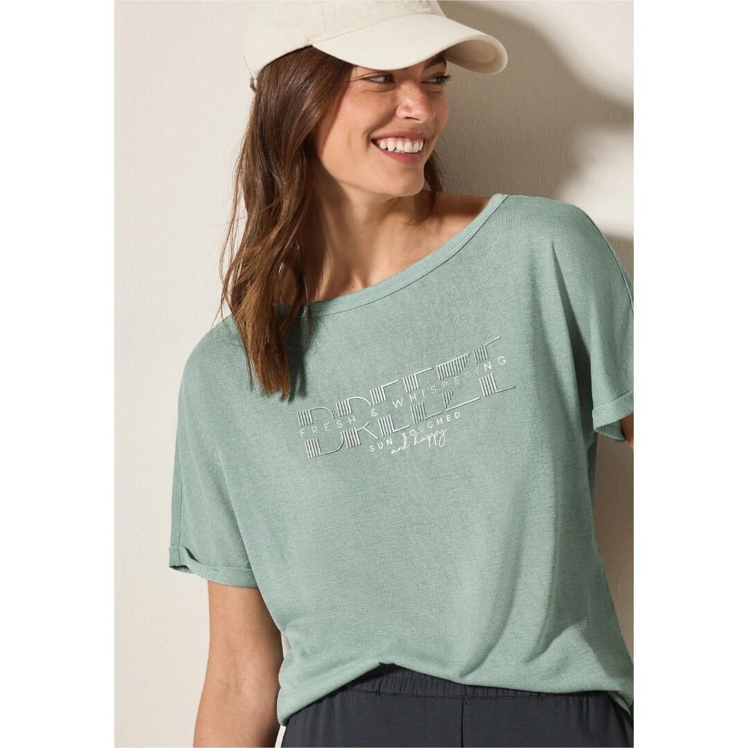 Cecil t-paita pellavalook, vihreä - Moment.fi