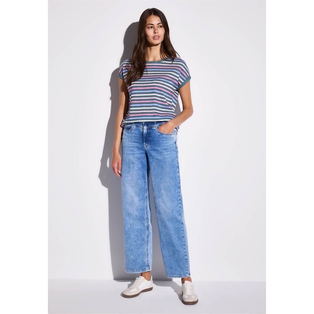 Street One t-paita raita, vihreä - Moment.fi