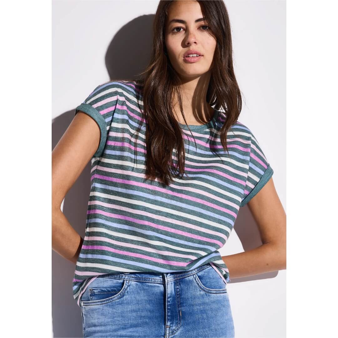 Street One t-paita raita, vihreä - Moment.fi