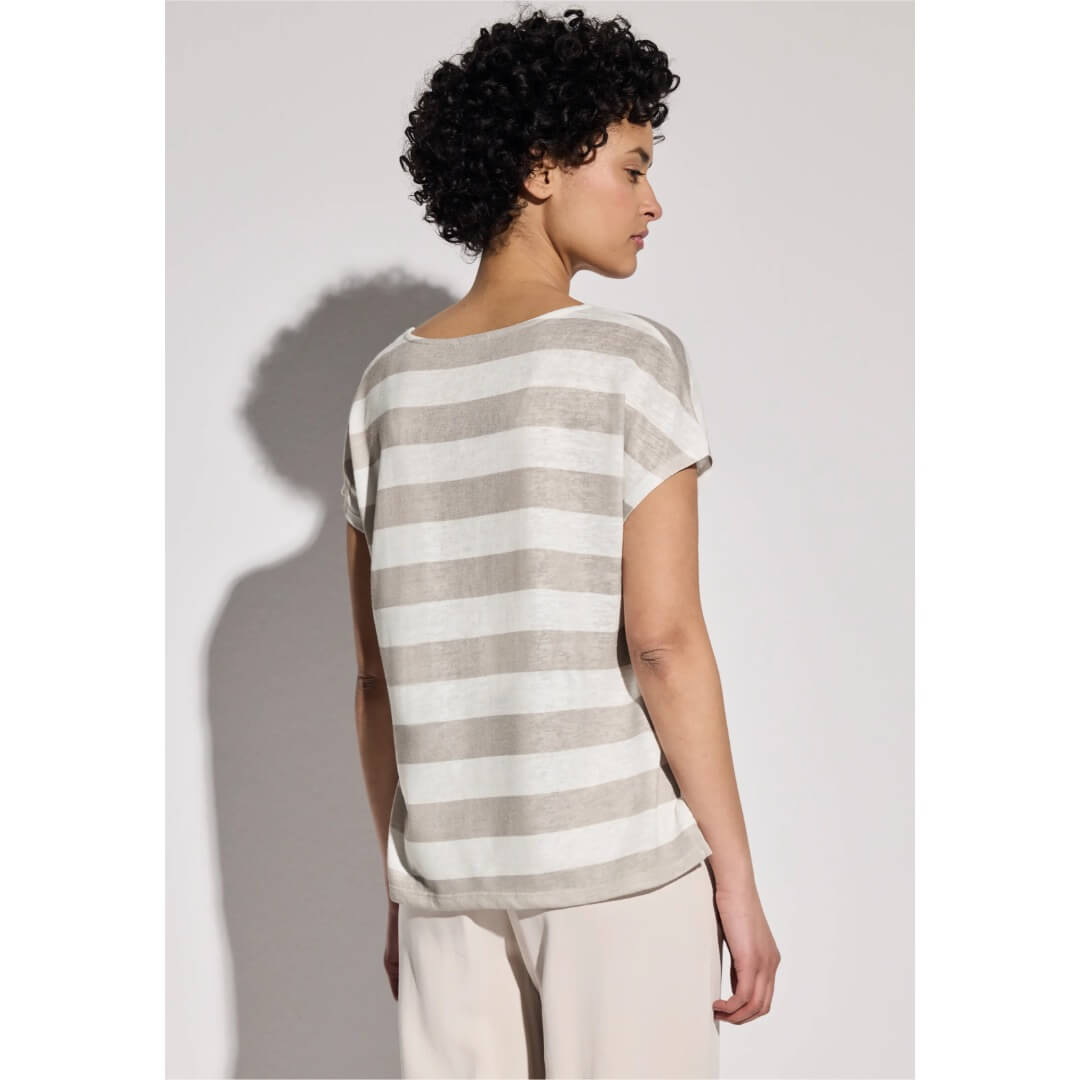 Street One pellavalook raita, beige - Moment.fi