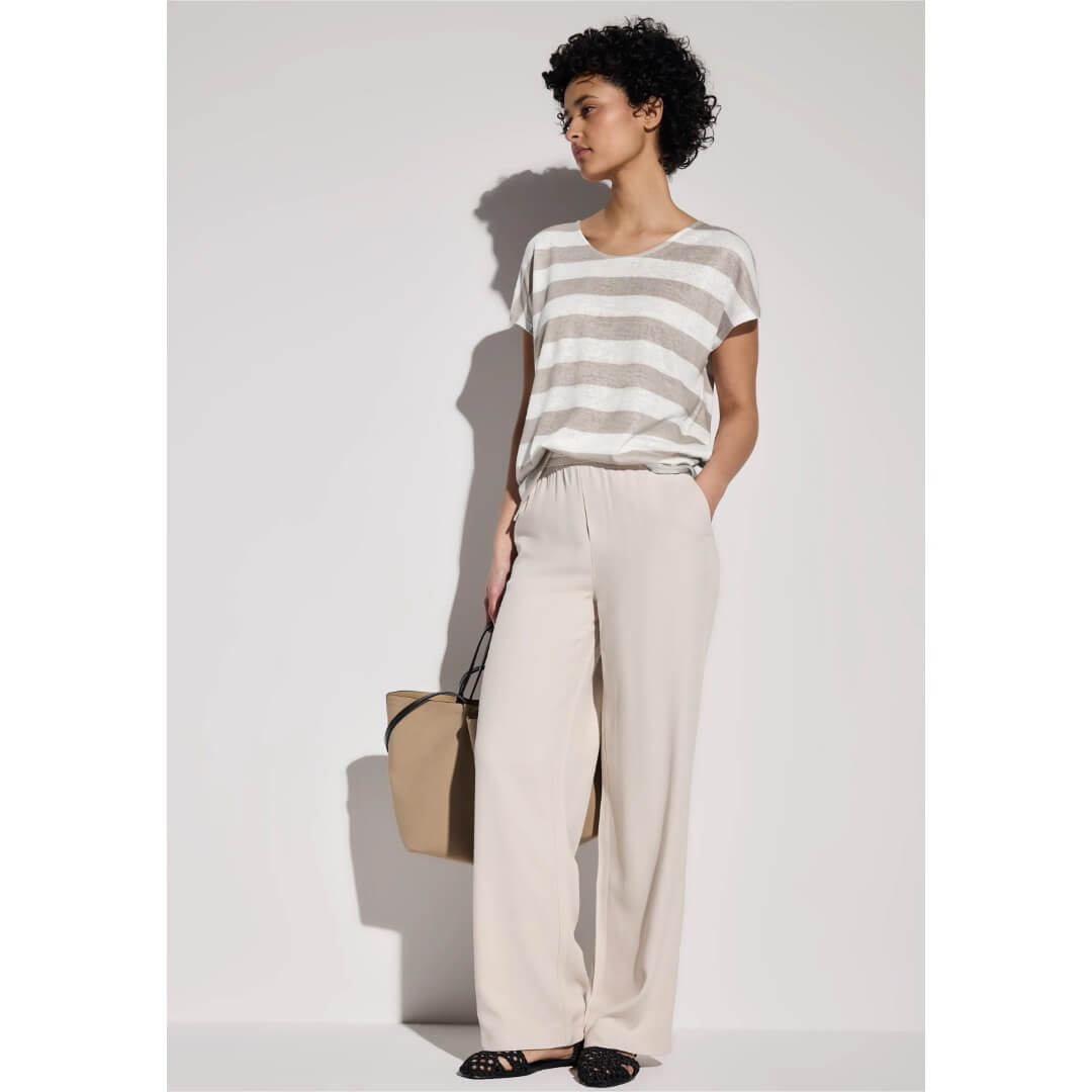 Street One pellavalook raita, beige - Moment.fi